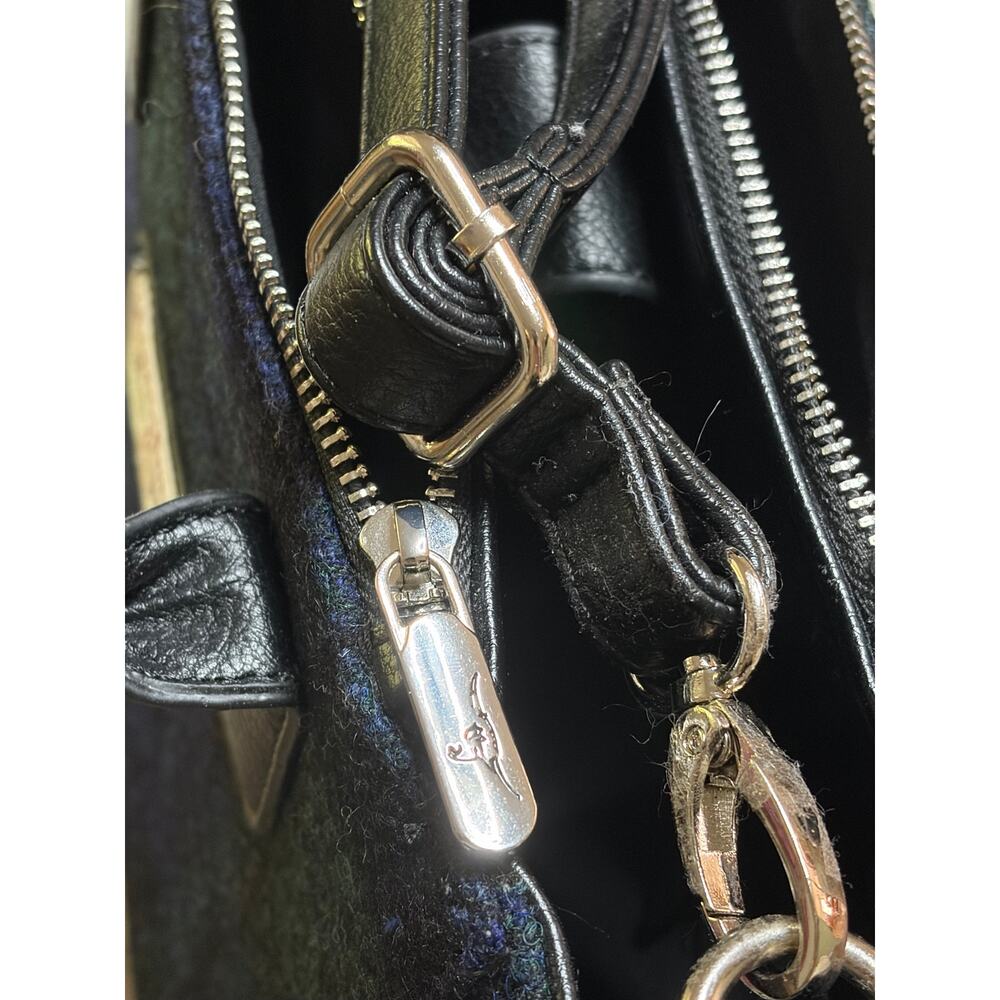 Harris Tweed Glen Appin Black Watch Plaid Brora Small Tote Bag Shoulder Strap - Picture 15 of 16